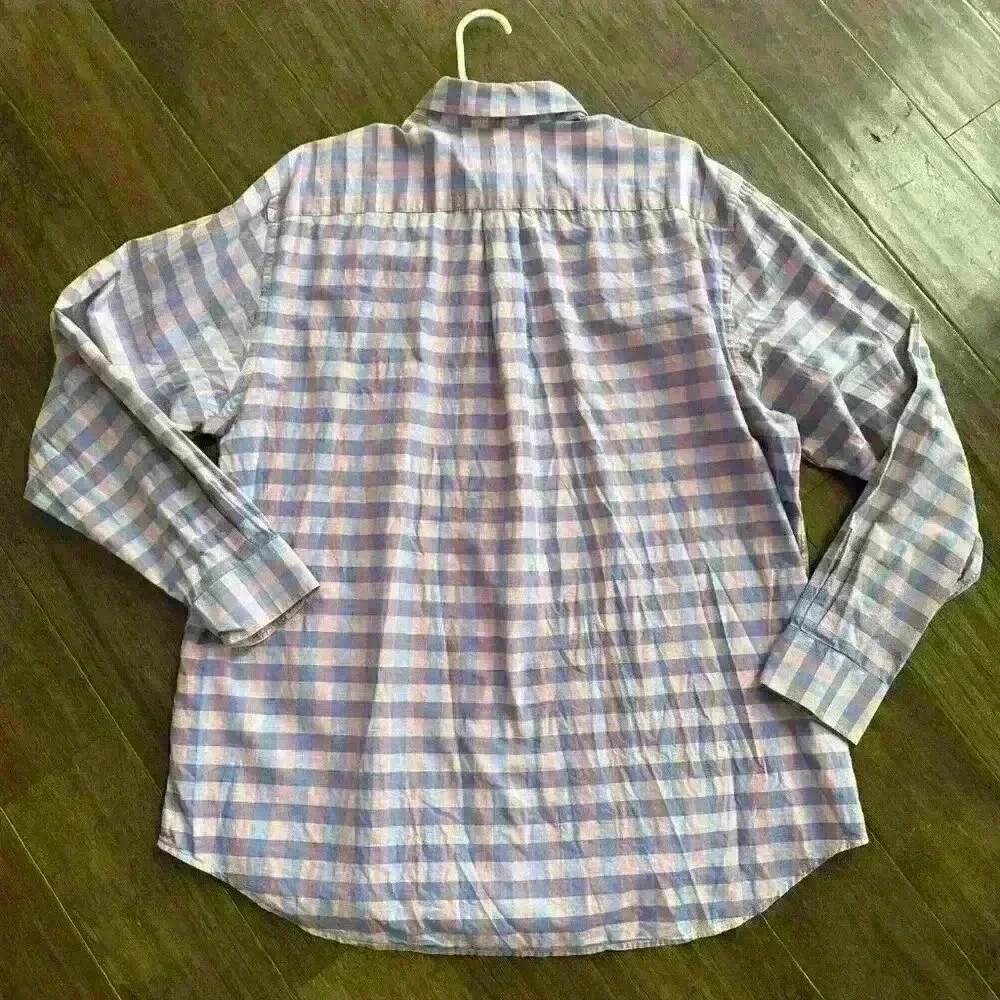 Vineyard Vines Slim Fit Murray Shirt Button Front Long Sleeve Pink Blue Plaid XL - Picture 4 of 4